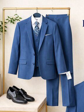 Young Kings Steve Harvey Boys 3PC Suit Blue Size 16 Reg Jacket Vest Pants Formal